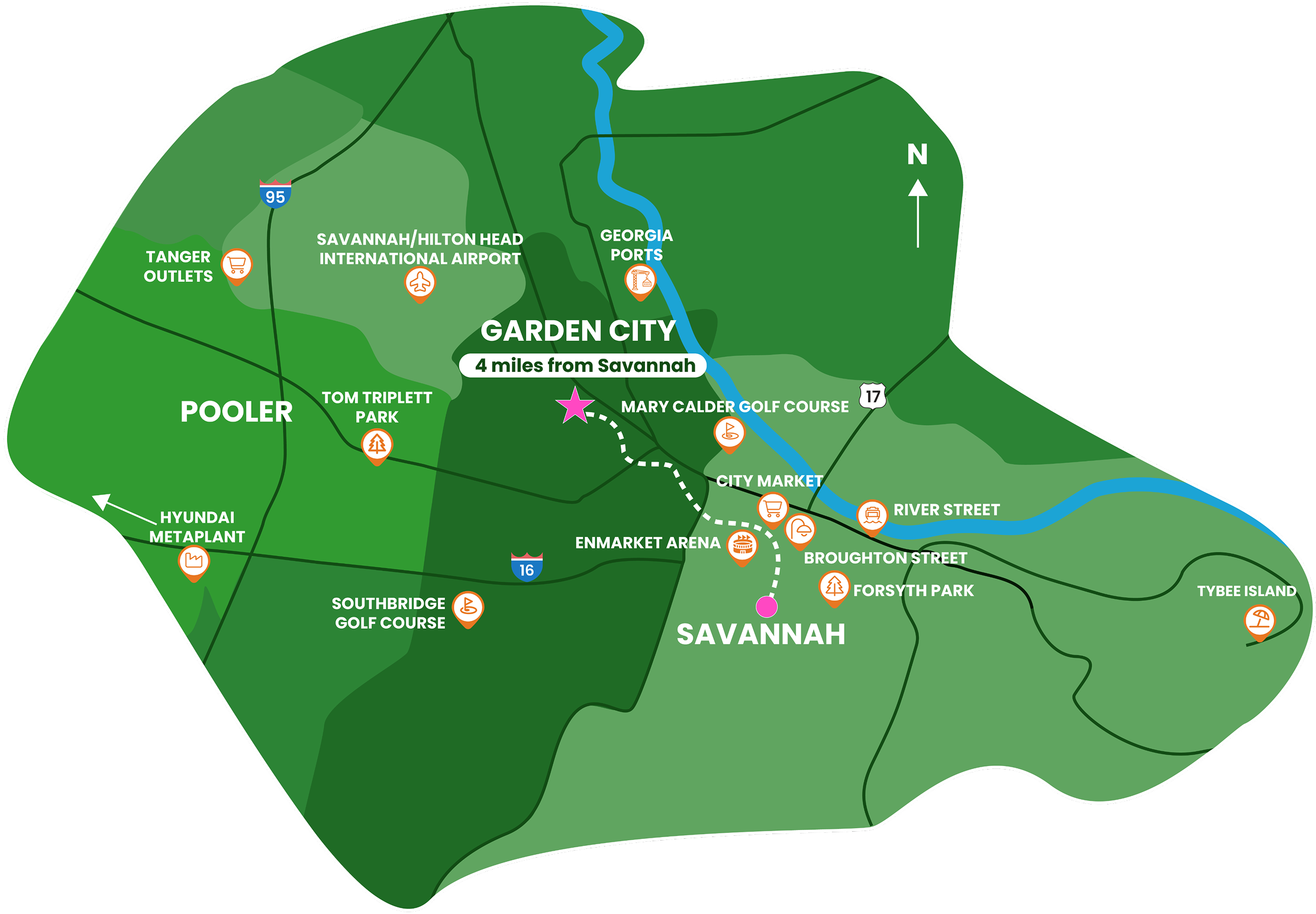 Map of Garden City